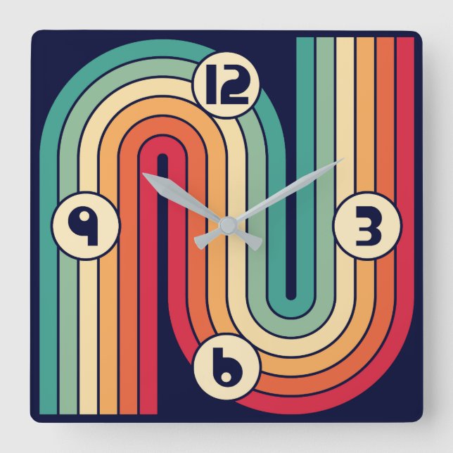 Geometrisches Doppelbogen-Design Quadratische Wanduhr (Vorderseite)