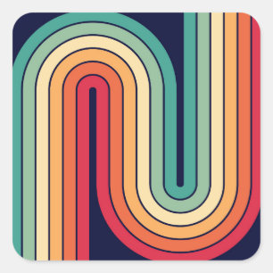 Geometrisches Doppelbogen-Design Quadratischer Aufkleber