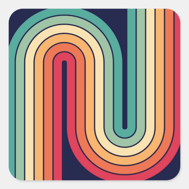 Geometrisches Doppelbogen-Design Quadratischer Aufkleber (Vorderseite)
