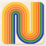 Geometrisches Doppelbogen-Design Rechteckiger Pappuntersetzer<br><div class="desc">Farbenfrohe Retro Futuristic Mitte Jahrhunderts geometrische Doppelbögen Design.</div>