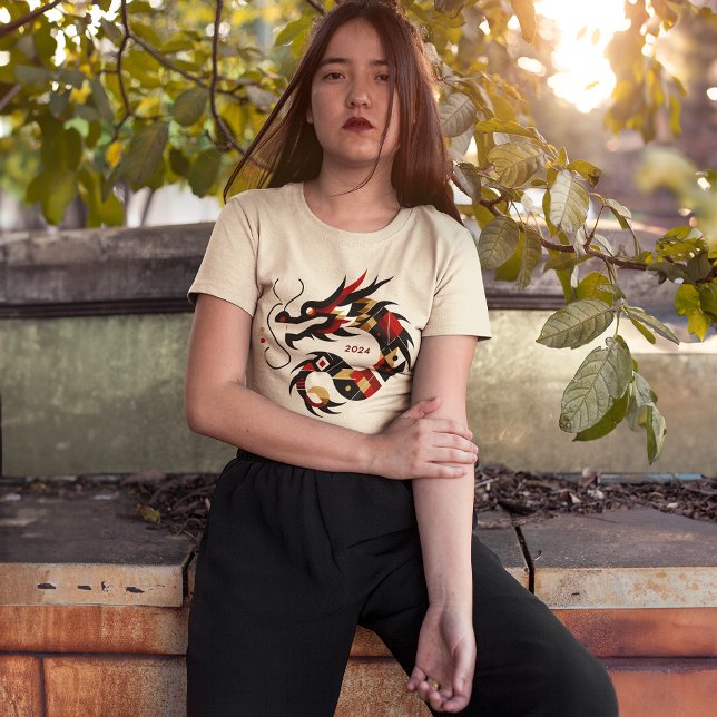 Geometrisches Dragon 2024 - Abstraktes Zodiakzeich T-Shirt (Von Creator hochgeladen)