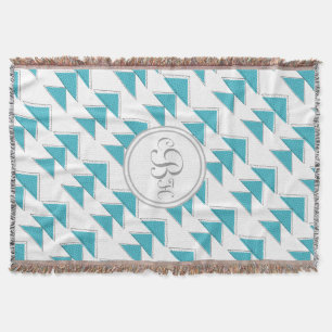 Geometrisches Dreieck-Aqua und graues Monogramm-Mu Decke