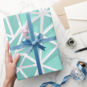 Geometrisches Dreieck Cyan Minze Abstrakte Muster Geschenkpapier