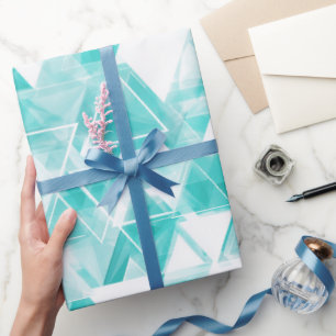 Geometrisches Dreieck Cyan Minze Abstrakte Muster Geschenkpapier