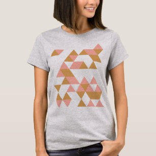 Geometrisches Dreieck-Design in Weiß und Safran T-Shirt