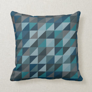 Geometrisches Dreieck Muster in Blau und Grau Kissen