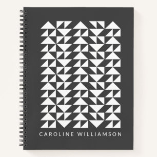 Geometrisches Dreieck Muster in Schwarz Notizbuch