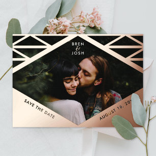 Geometrisches Dreieck New Wave Foto Save-the-Date Folieneinladung