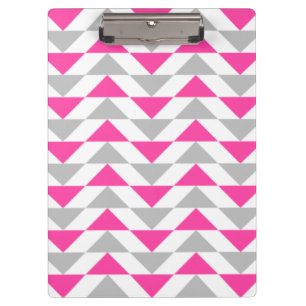 Geometrisches Dreieck-Rosa-graues Weiß-Muster Klemmbrett