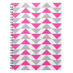 Geometrisches Dreieck-Rosa-graues Weiß-Muster Notizblock