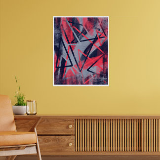 Geometrisches Dreiecke-Poster – Rosa und Blau Poster