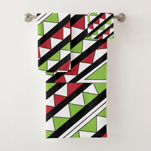 Geometrisches Dreiecksmuster bei diagonalen Streif Badhandtuch Set (Insitu)