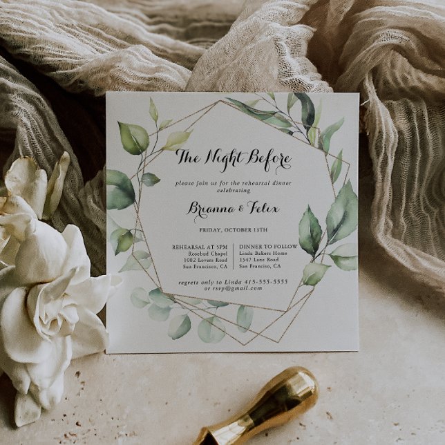 Geometrisches elegantes Abendessen vor der Probe Einladung (Von Creator hochgeladen)