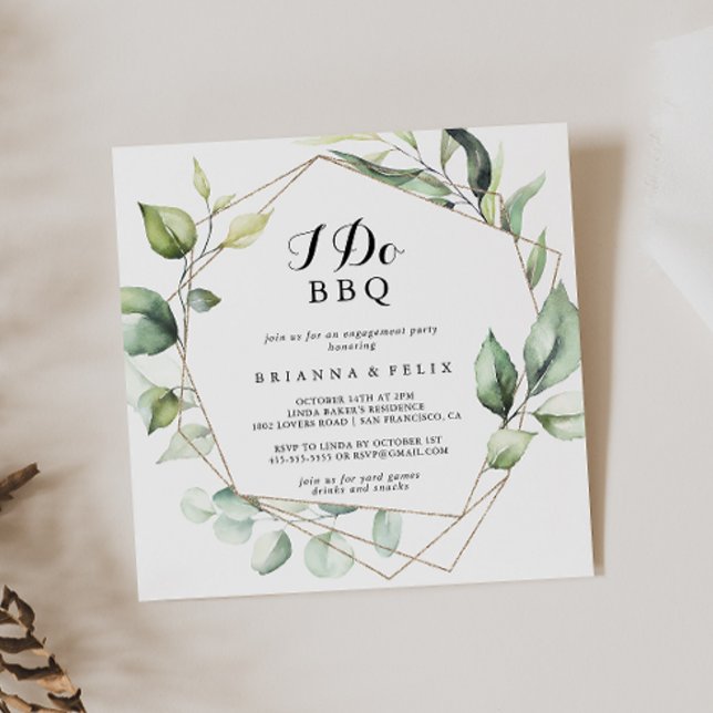 Geometrisches Elegantes Gold I GRILLEN Engagement  Einladung (Von Creator hochgeladen)