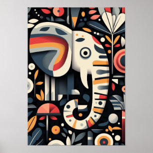 Geometrisches Elephant-Portrait Poster