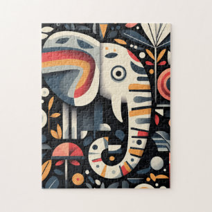 Geometrisches Elephant-Portrait Puzzle