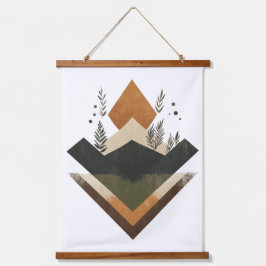 Geometrisches Erdelement Wandteppich Mit Holzrahmen