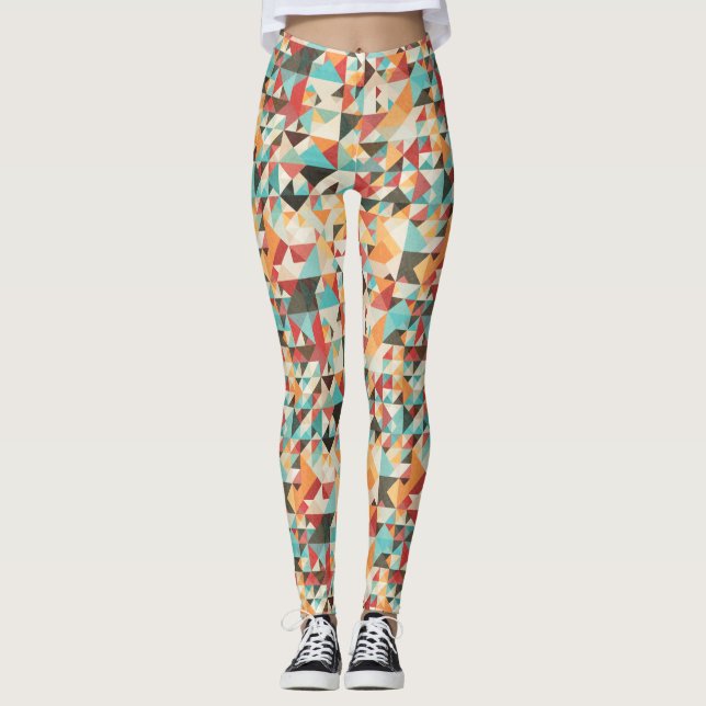 Geometrisches Erdton Leggings (Vorderseite)