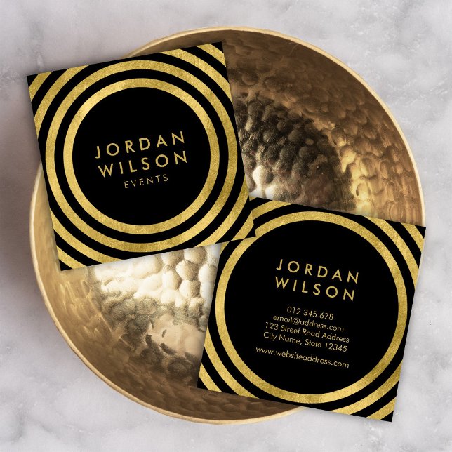 Geometrisches Ereignis für Schwarze Imitate Quadratische Visitenkarte (Von Creator hochgeladen)