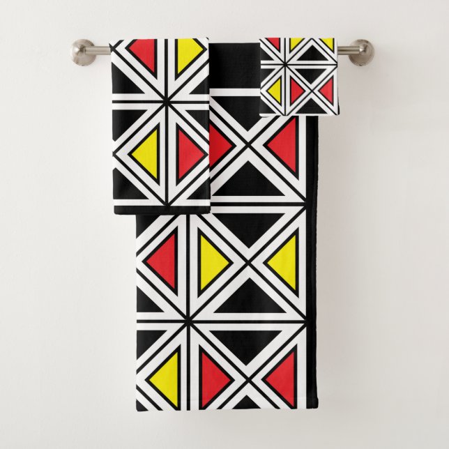 Geometrisches Ethnic Tribal Dekor Badhandtuch Set (Insitu)