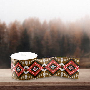 Geometrisches Ethnic Tribal Native Red Brown Muste Ripsband