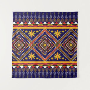 Geometrisches ethnisches orientalisches Ikat-Muste Wandteppich