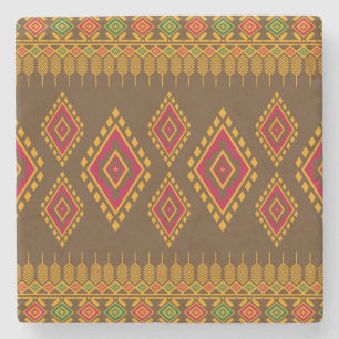 Geometrisches ethnisches, traditionelles Design, n Steinuntersetzer