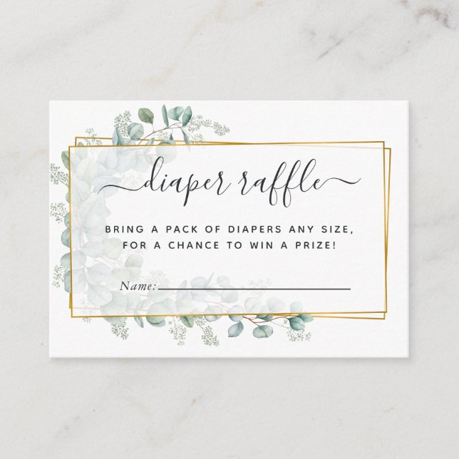 Geometrisches Eukalyptus Baby Duwer Diaper Raffel Begleitkarte (Vorderseite)