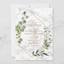 Geometrisches Eukalyptus-Foto für Kupfer Save the  Date