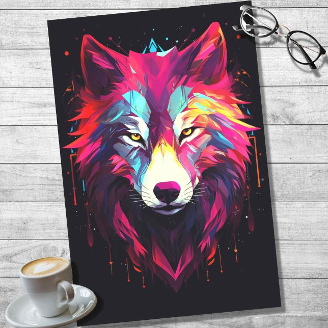 Geometrisches Faceted Wolf Decoupage Paper Seidenpapier (Von Creator hochgeladen)