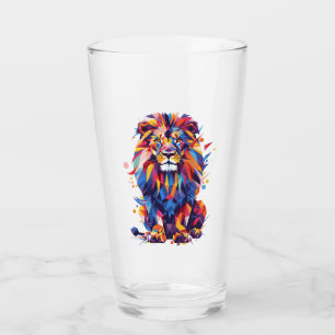 Geometrisches, farbiges Löwendesign Glas