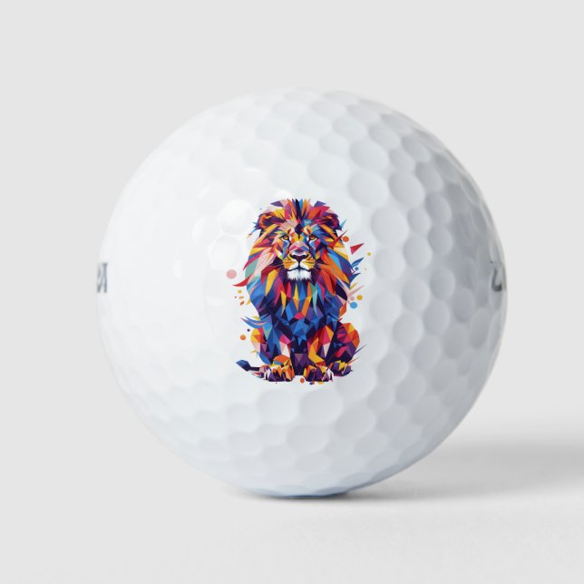 Geometrisches, farbiges Löwendesign Golfball (Vorderseite)