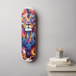 Geometrisches, farbiges Löwendesign Skateboard