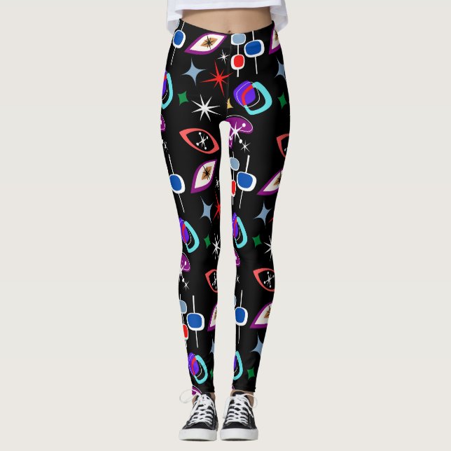 Geometrisches farbiges Muster Leggings (Vorderseite)