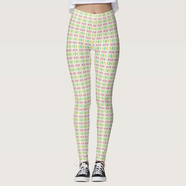 Geometrisches, farbiges Muster Leggings (Vorderseite)