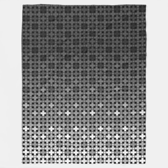 Geometrisches Farbverlaufsmuster Schwarz/Weiß Fleecedecke (Vorderseite)