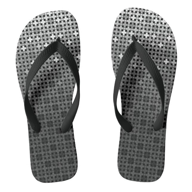 Geometrisches Farbverlaufsmuster Schwarz/Weiß Flip Flops (Fußbett)