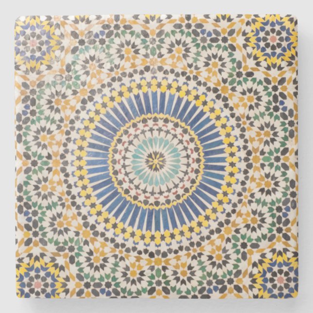 Geometrisches Fliesenmuster, Marokko Steinuntersetzer (Vorderseite)
