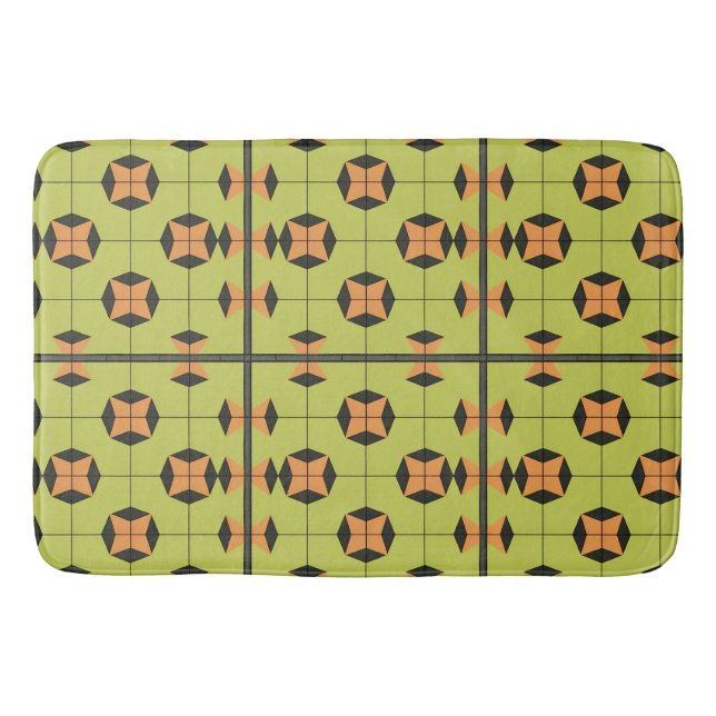 Geometrisches Fliesenmuster mit hellen Farben Badematte (Vorderseite)