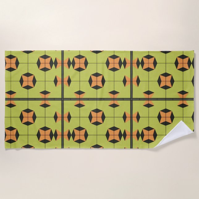 Geometrisches Fliesenmuster mit hellen Farben Strandtuch (Vorderseite)