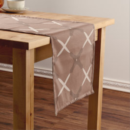 Geometrisches Fliesenmuster mit Mocha Brown und Cr Großer Tischläufer