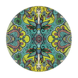 Geometrisches, florales, farbiges abstrakt nahtlos schneidebrett