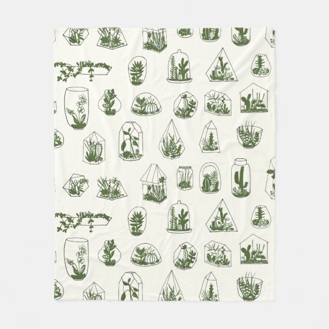 Geometrisches Florarium mit sukkulentem Muster.  Fleecedecke (Vorderseite)