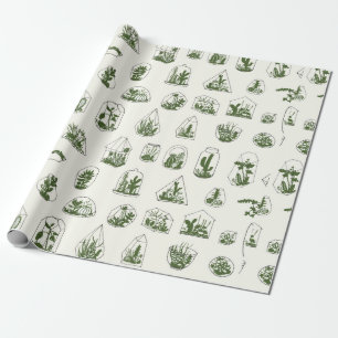 Geometrisches Florarium mit sukkulentem Muster. Geschenkpapier