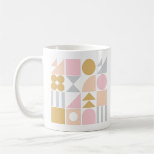 Geometrisches Formenmuster in Pastellrosa und Gold Kaffeetasse