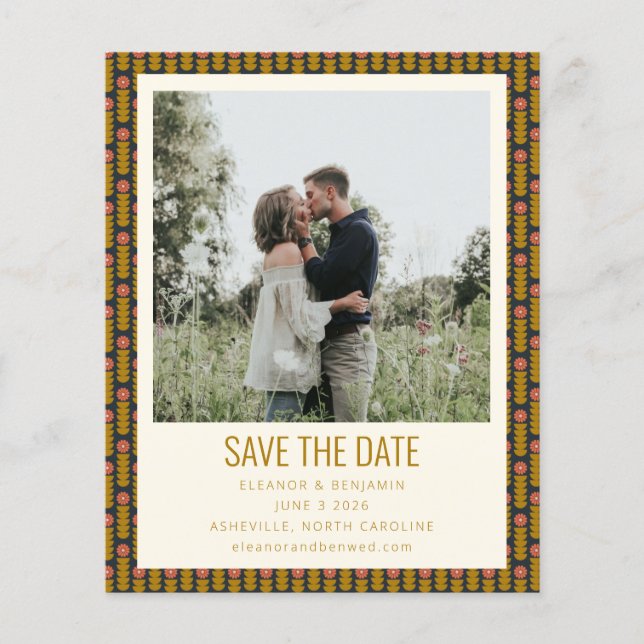 Geometrisches Foto für Floral Gold Save the Date (Vorderseite)