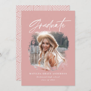 Geometrisches Foto griechisch rosa Skript Abschlus Ankündigung