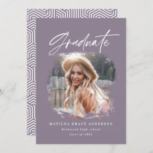 Geometrisches Foto mädchenhaft lila Skript-Abschlu Ankündigung