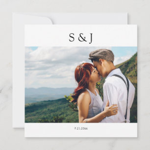 Geometrisches Foto Quadrat Weiß und Schwarz 2 Hoch Einladung