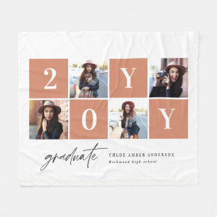 Geometrisches Foto Typografie Abschluss Terrakotta Fleecedecke